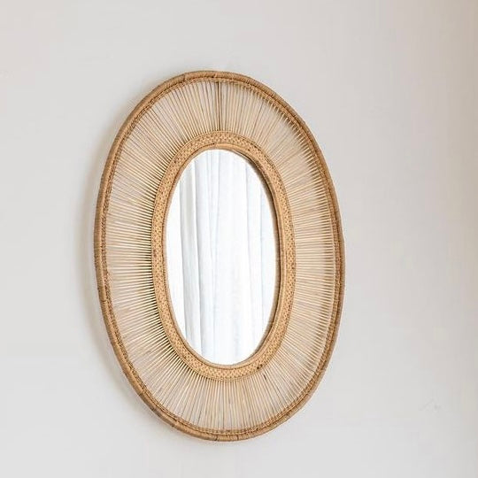 Large Oval Cane Mirror