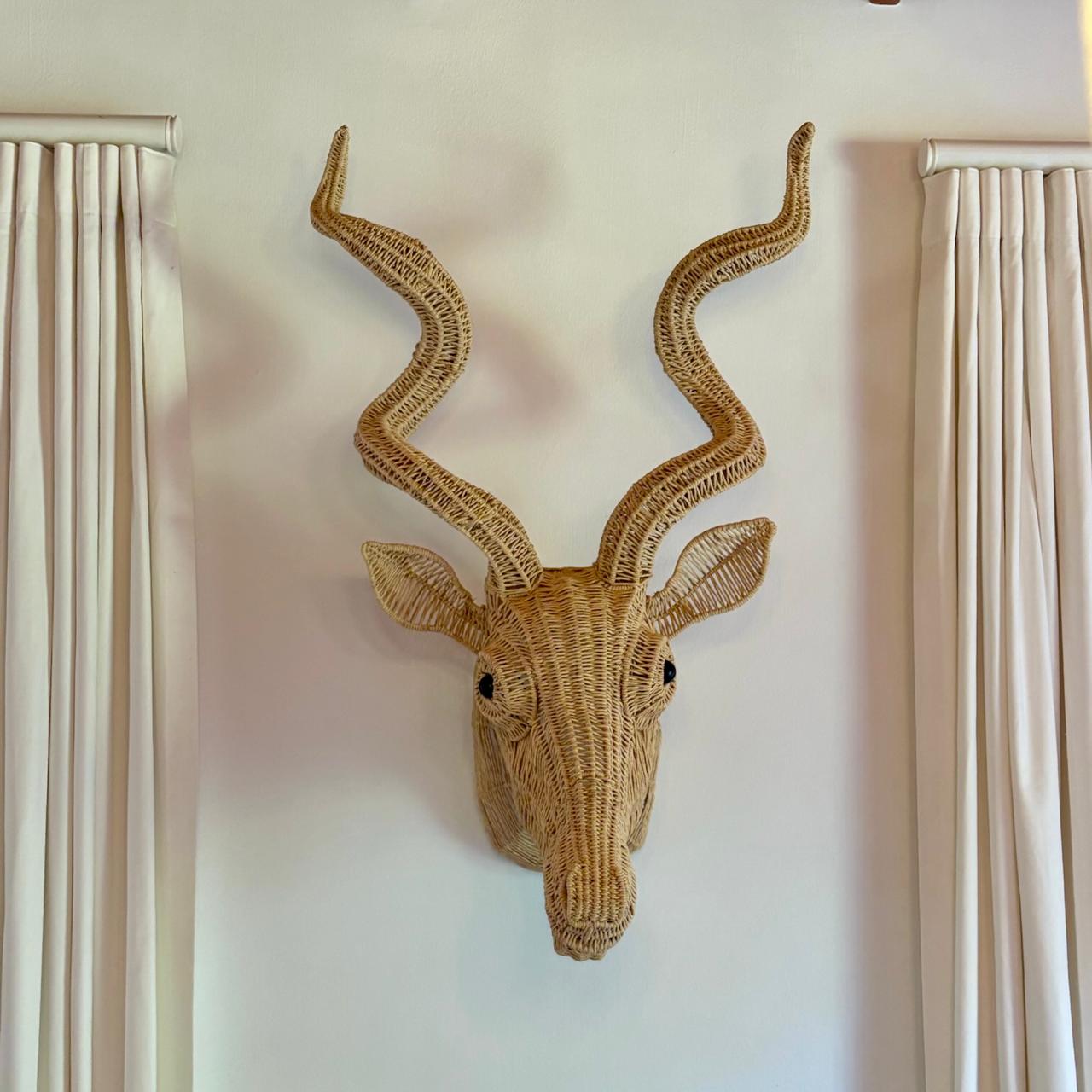 Woven Kudu Animal Head Wall Mount - Decor