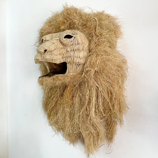 Woven Lion Animal Head Wall Mount