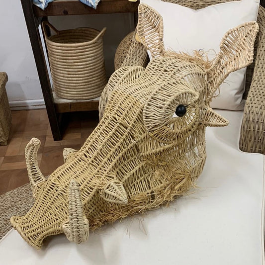 Woven Warthog Animal Head Wall Mount - Decor