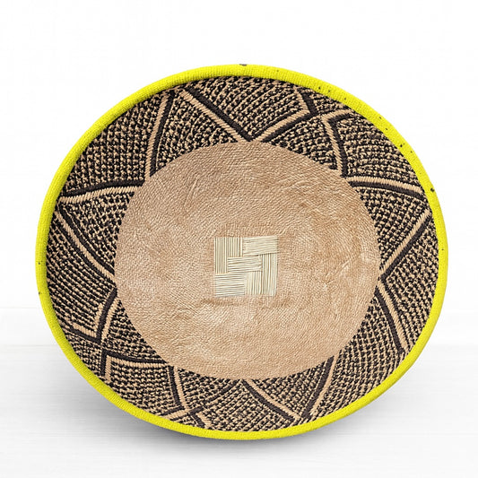Binga Basket - Beaded - Yellow Trim
