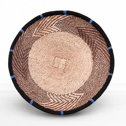 Binga Basket - Beaded - Black / Blue Trim