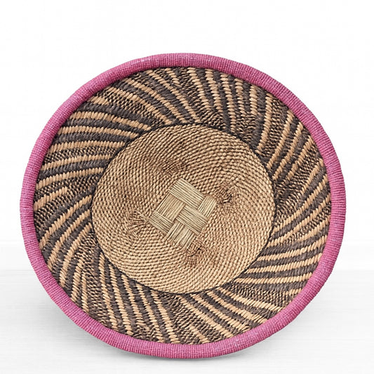 Binga Basket - Beaded - Pink Trim
