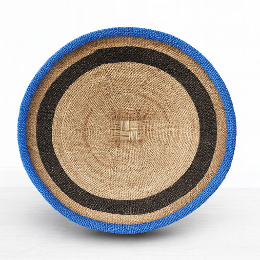 Binga Basket - Beaded - Blue Trim