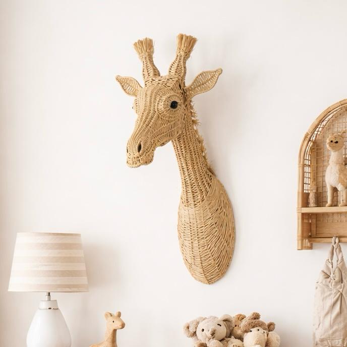 Woven Giraffe Animal Head Wall Mount - Decor