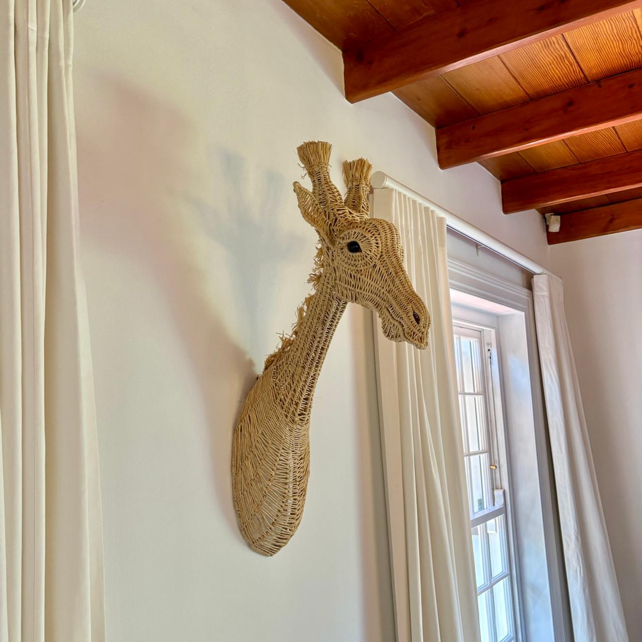 Woven Giraffe Animal Head Wall Mount - Decor