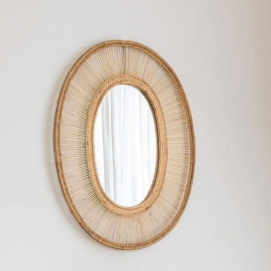 Small Oval Cane Mirror