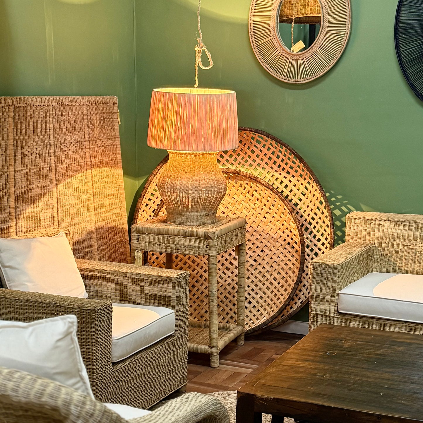 Cane Lamp Base and Lamp Shade (optional)