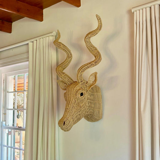Woven Kudu Animal Head Wall Mount - Decor