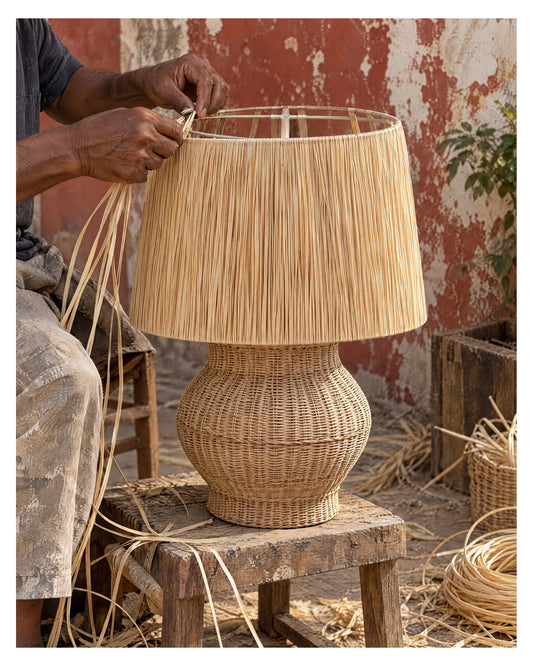 Cane Lamp Base and Lamp Shade (optional)