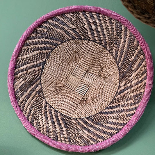 Binga Basket - Beaded - Pink Trim