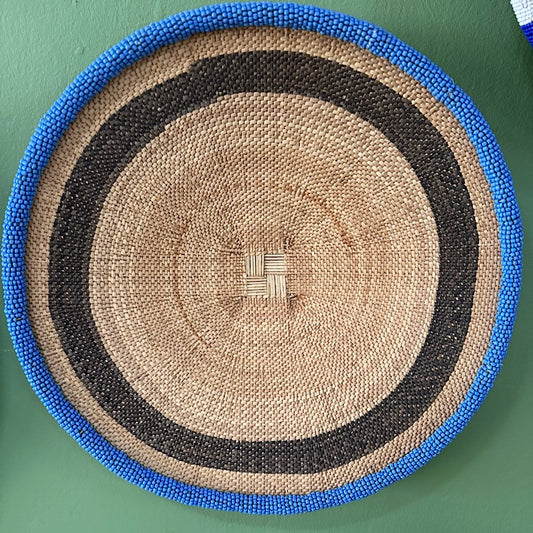 Binga Basket - Beaded - Blue Trim