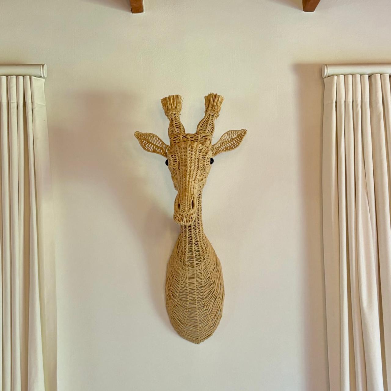 Woven Giraffe Animal Head Wall Mount - Decor