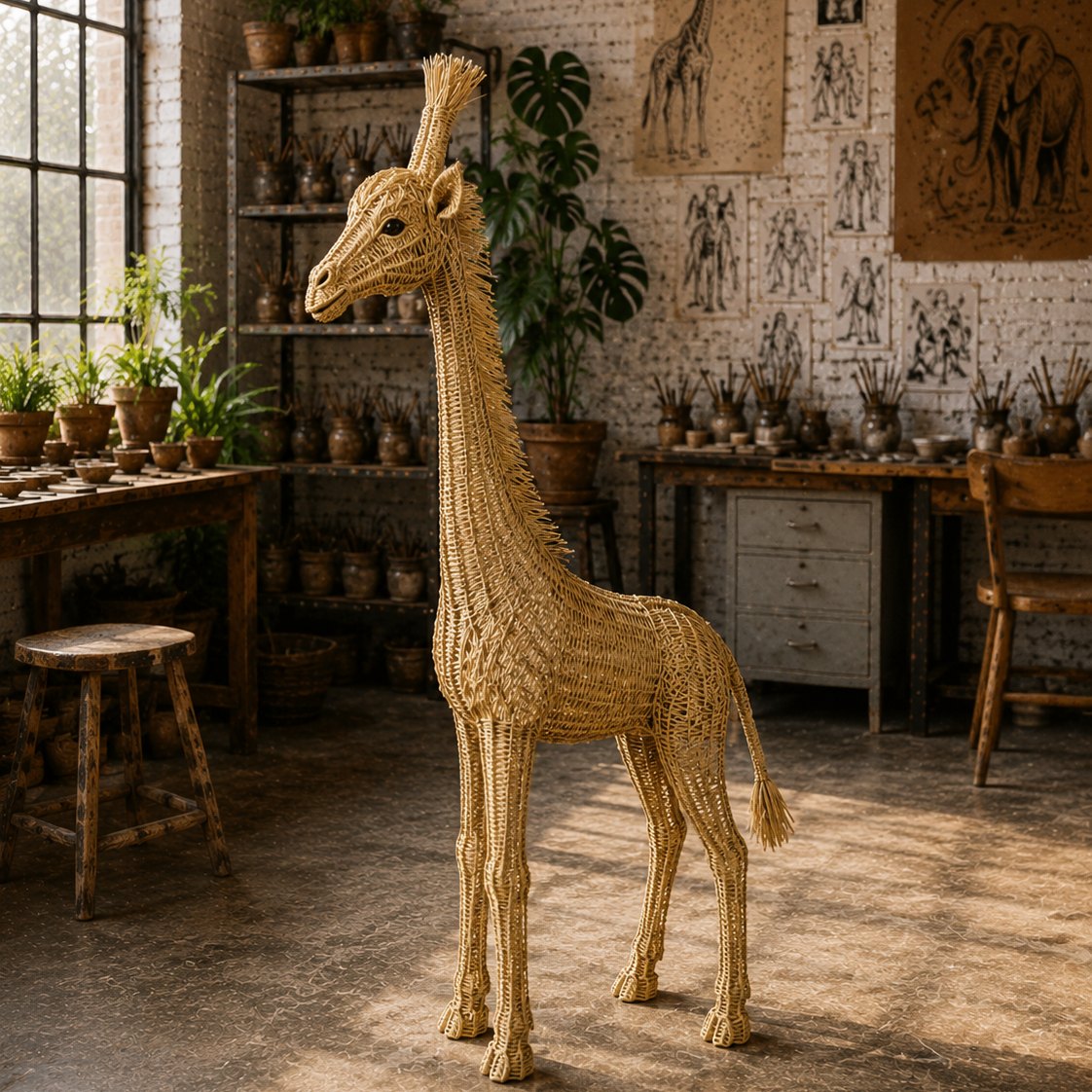 Handwoven natural cane giraffe sculpture – Malawi Cane Safari Collection