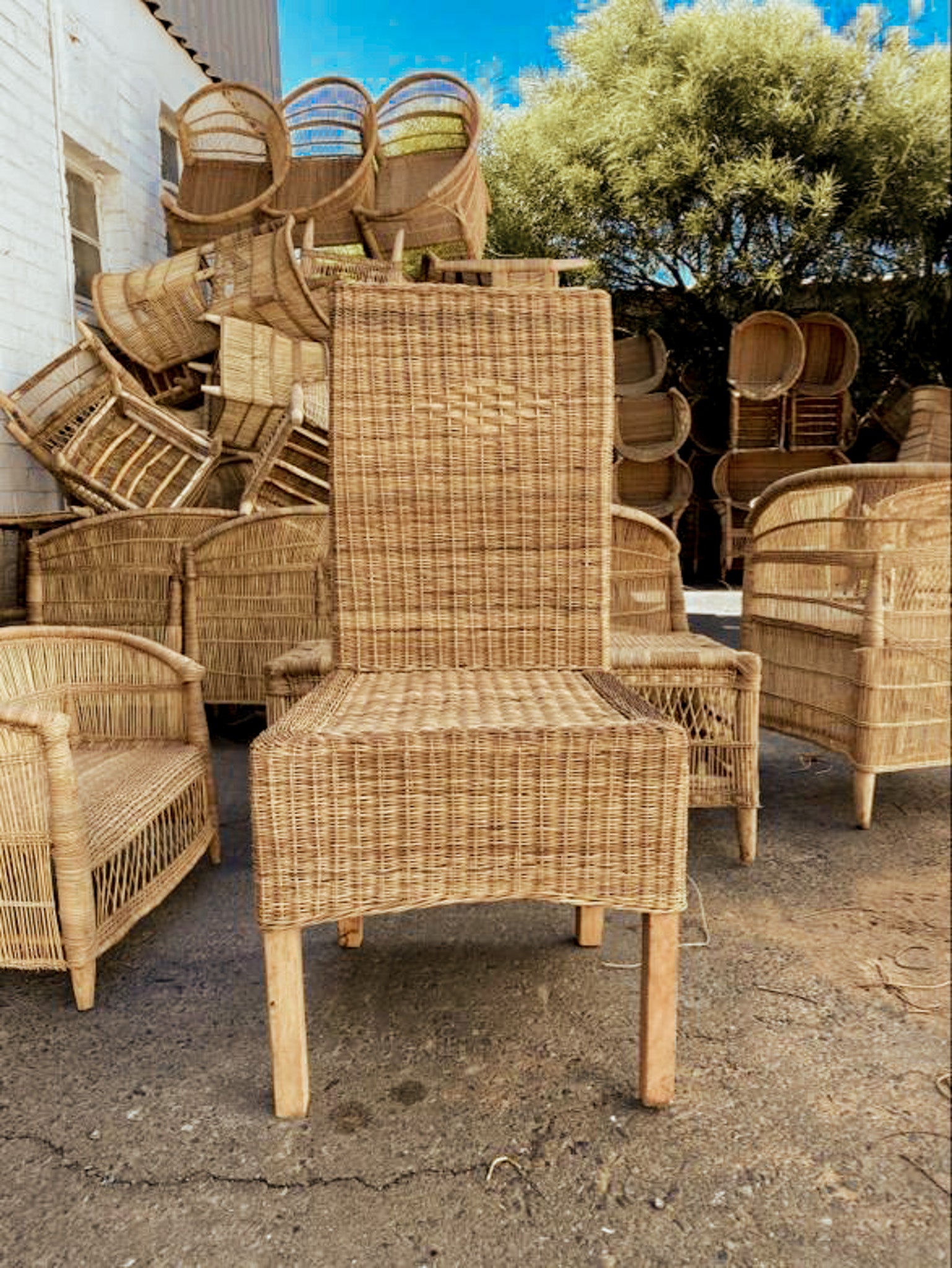 Weave back best sale dining chairs