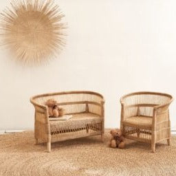 Traditional Kids 2 Seater Malawi Cane Chair