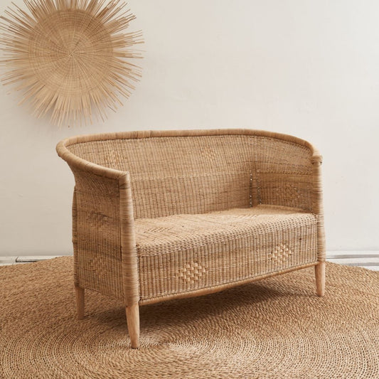 Closed Weave Traditional Triple Seater Malawi Cane Chair