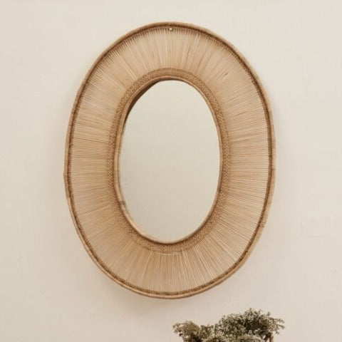 Large Oval Cane Mirror