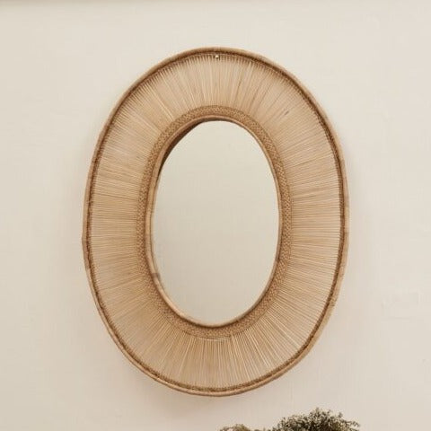 Small Oval Cane Mirror